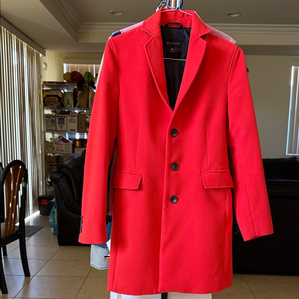 INC International Concepts Men's Vibrant Red Trench Coat